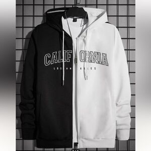 SHEIN | Men two tone letter Zipper Up